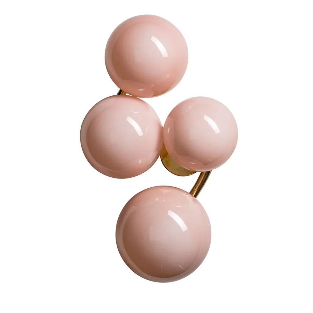 Lady V four-light pink Murano glass wall lamp in modern home interior.